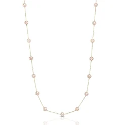 Pink Freshwater Cultured Pearl Tincup Necklace In 14K Rose Gold