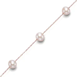 Pink Freshwater Cultured Pearl Tincup Necklace In 14K Rose Gold