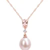 Pink Pearl Pendant With Morganite And Diamond Accent In 10K Rose Gold