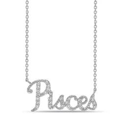 Pisces Lab Created White Sapphire Necklace In Sterling Silver
