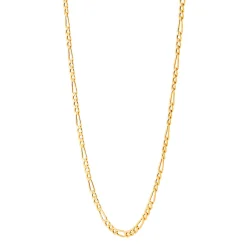 Polished Figaro Hollow Chan In 14K Yellow Gold, 22"