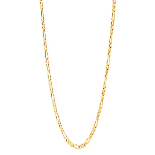 Polished Figaro Hollow Chan In 14K Yellow Gold, 22"