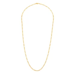 Polished Figaro Hollow Chan In 14K Yellow Gold, 22"