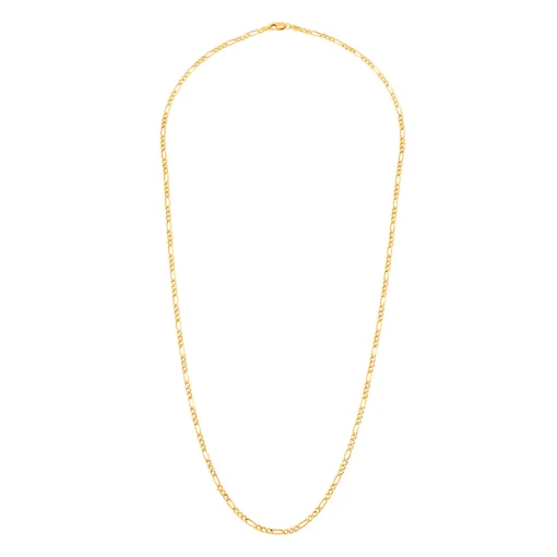 Polished Figaro Hollow Chan In 14K Yellow Gold, 22"