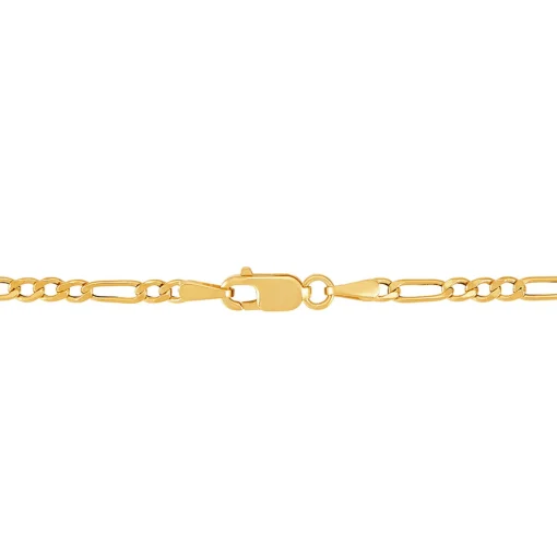 Polished Figaro Hollow Chan In 14K Yellow Gold, 22"