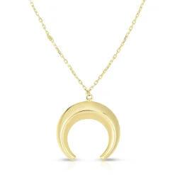 Polished Horn Necklace In 14K Yellow Gold
