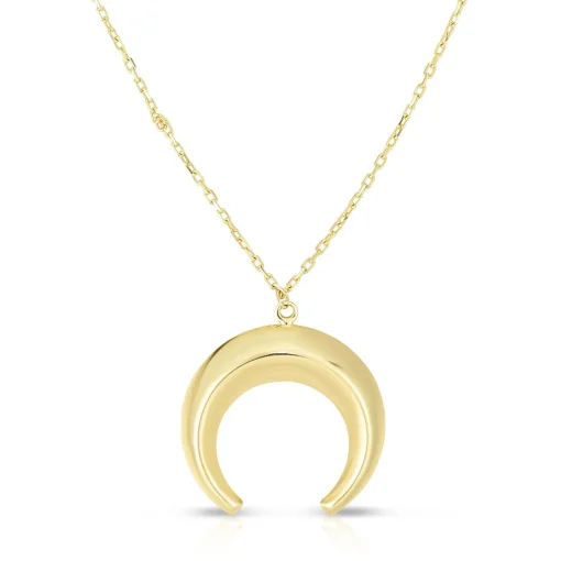 Polished Horn Necklace In 14K Yellow Gold
