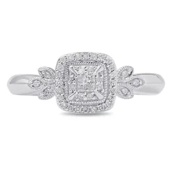Princess-Cut Diamond Halo Promise Ring In Sterling Silver (1/6 Ct. Tw.)