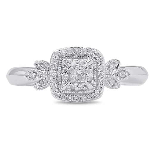Princess-Cut Diamond Halo Promise Ring In Sterling Silver (1/6 Ct. Tw.)