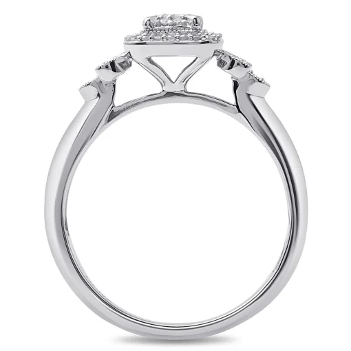 Princess-Cut Diamond Halo Promise Ring In Sterling Silver (1/6 Ct. Tw.)