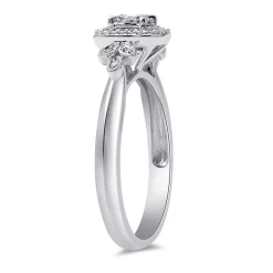 Princess-Cut Diamond Halo Promise Ring In Sterling Silver (1/6 Ct. Tw.)