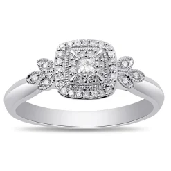 Princess-Cut Diamond Halo Promise Ring In Sterling Silver (1/6 Ct. Tw.)
