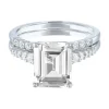 Promise Ring Set With Emerald-Cut Lab Created White Sapphire In Sterling Silver