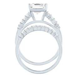 Promise Ring Set With Emerald-Cut Lab Created White Sapphire In Sterling Silver