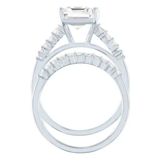 Promise Ring Set With Emerald-Cut Lab Created White Sapphire In Sterling Silver