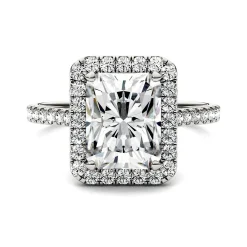 Radiant-Cut Moissanite Halo Ring
