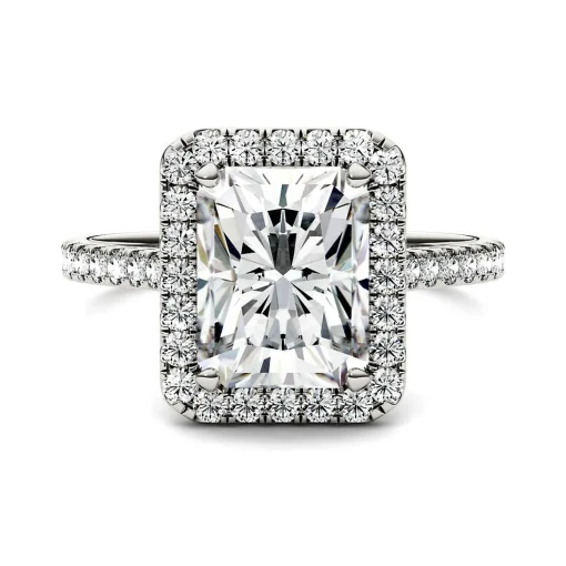 Radiant-Cut Moissanite Halo Ring