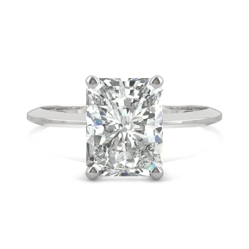 Radiant-Cut Moissanite Ring With Knife-Edge Band In Platinum (2 3/4Ct.)