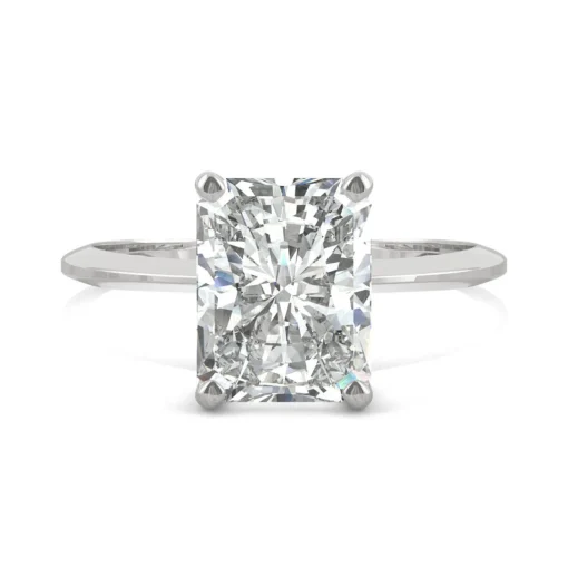 Radiant-Cut Moissanite Ring With Knife-Edge Band In 14K White Gold (2 Ct.)