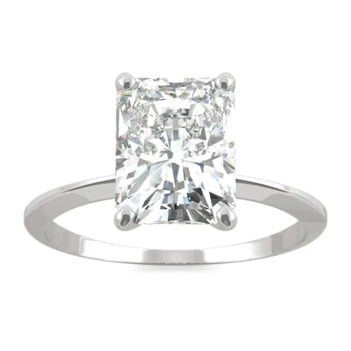 Radiant-Cut Moissanite Ring With Knife-Edge Band In 14K White Gold (2 Ct.)