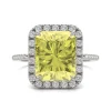 Radiant-Cut Yellow Moissanite Halo Ring In 14K White Gold