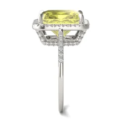 Radiant-Cut Yellow Moissanite Halo Ring In 14K White Gold