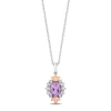 Rapunzel Rose De France And Diamond Pendant In Sterling Silver And 10K Rose Gold (1/5 Ct. Tw.)