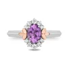 Rapunzel Rose De France And Diamond Ring In Sterling Silver And 10K Rose Gold (1/5 Ct. Tw.)