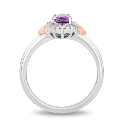 Rapunzel Rose De France And Diamond Ring In Sterling Silver And 10K Rose Gold (1/5 Ct. Tw.)