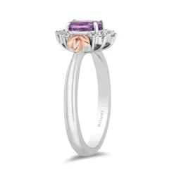 Rapunzel Rose De France And Diamond Ring In Sterling Silver And 10K Rose Gold (1/5 Ct. Tw.)