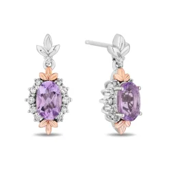 Rapunzel Rose De France Earrings In Sterling Silver And 14K Rose Gold (1/10 Ct. Tw.)