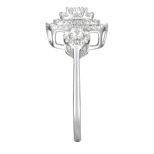 Rectangle Ring With Diamond Cluster In 10K White Gold (3/4 Ct. Tw.)