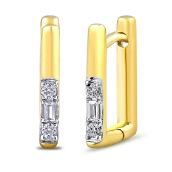 Rectangular Diamond Hoops In 10K Yellow Gold (1/10 Ct. Tw.)