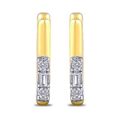 Rectangular Diamond Hoops In 10K Yellow Gold (1/10 Ct. Tw.)