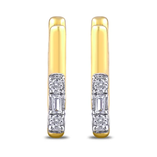 Rectangular Diamond Hoops In 10K Yellow Gold (1/10 Ct. Tw.)