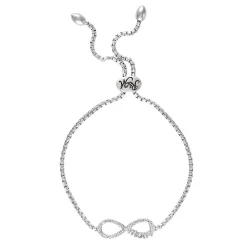 Rhythm & Muse™ Lab Created White Sapphire "Mom" Infinity Bolo Bracelet In Sterling Silver