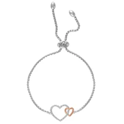 Rhythm & Muse™ Lab Created White Sapphire Double Heart Bracelet In Sterling Silver