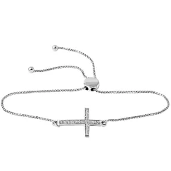 Rhythm & Muse™ Lab Created White Sapphire Cross Bolo Bracelet In Sterling Silver