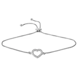 Rhythm & Muse™ Lab Created White Sapphire Open Heart Bolo Bracelet In Sterling Silver