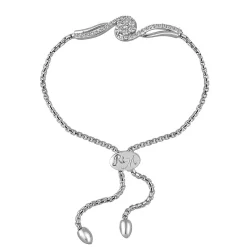 Rhythm And Muse Lab Created White Sapphire Swirl Bolo Bracelet In Sterling Silver