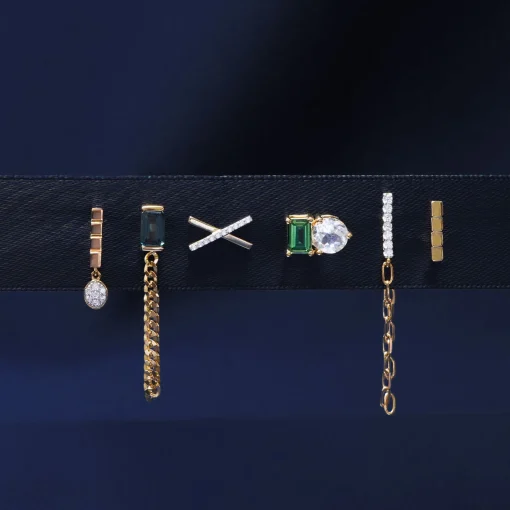 Ribbed Bar Stud Earrings In Vermeil