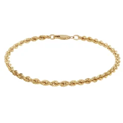 Rope Chain Bracelet In 14K Yellow Gold, 8.25"