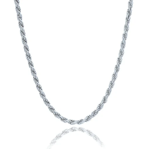 Rope Chain In Sterling Silver, 24"
