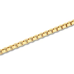 Round Box Link Bracelet In Yellow Gold Ion-Plated Stainless Steel, 6.5Mm, 9"