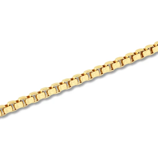 Round Box Link Bracelet In Yellow Gold Ion-Plated Stainless Steel, 6.5Mm, 9"