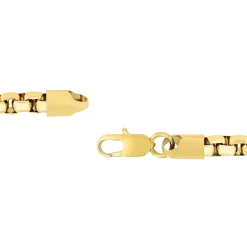Round Box Link Bracelet In Yellow Gold Ion-Plated Stainless Steel, 6.5Mm, 9
