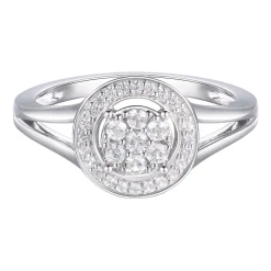 Round Diamond Cluster Frame Ring In 10K White Gold (1/3 Ct. Tw.)