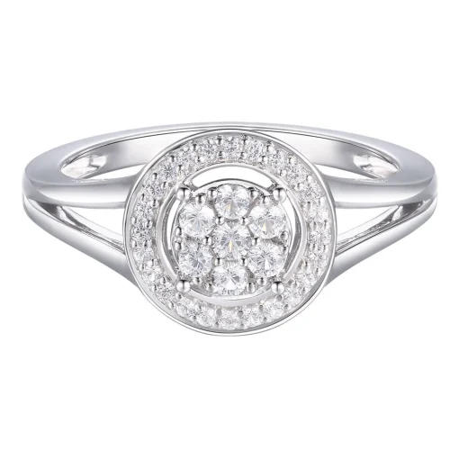 Round Diamond Cluster Frame Ring In 10K White Gold (1/3 Ct. Tw.)