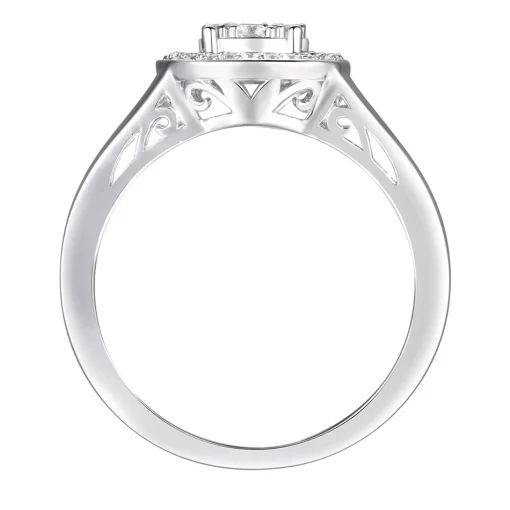 Round Diamond Cluster Frame Ring In 10K White Gold (1/3 Ct. Tw.)