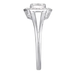 Round Diamond Cluster Frame Ring In 10K White Gold (1/3 Ct. Tw.)